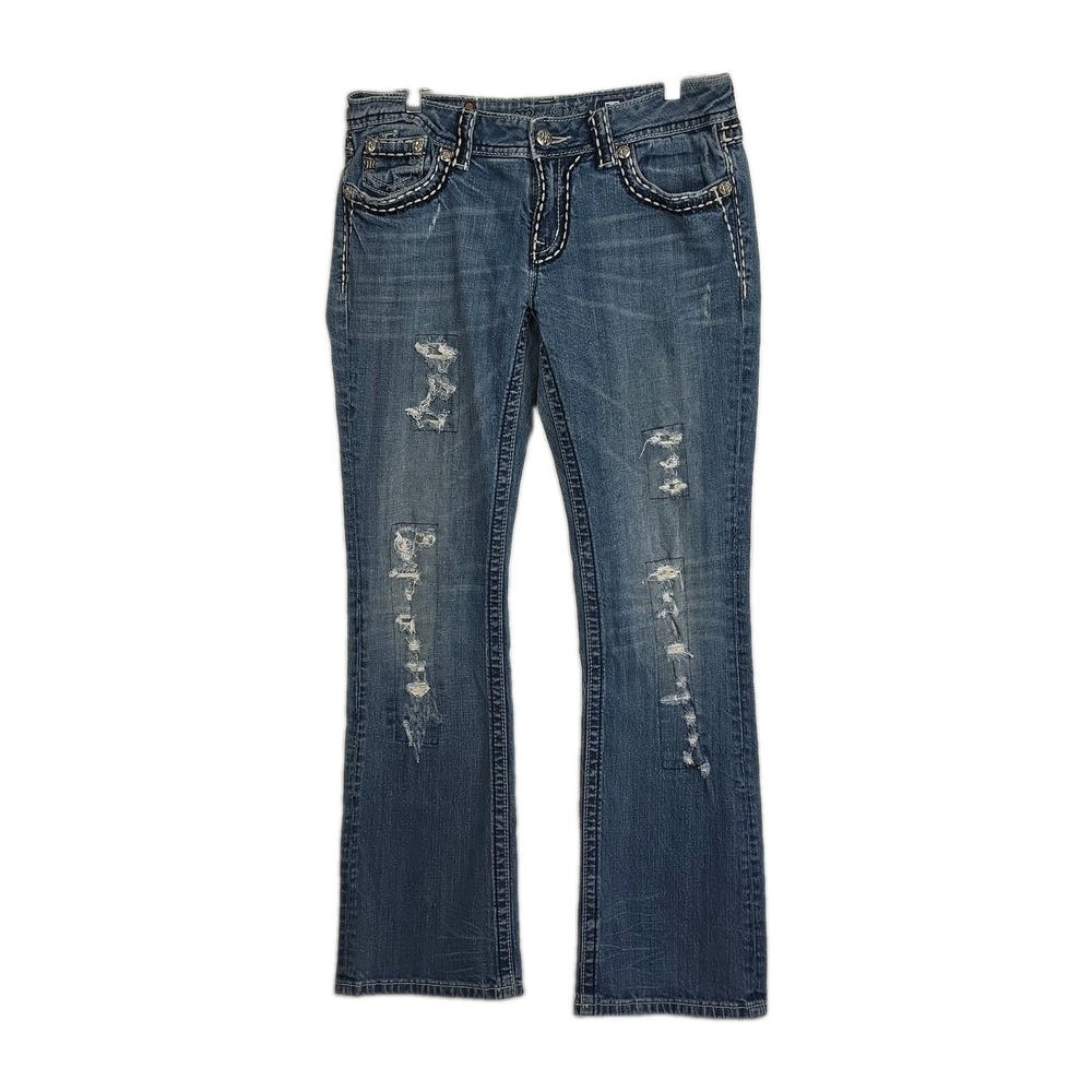 Miss Me Bootcut Jeans Women's Size 30 Blue Embelished Distressed JE5152B14L